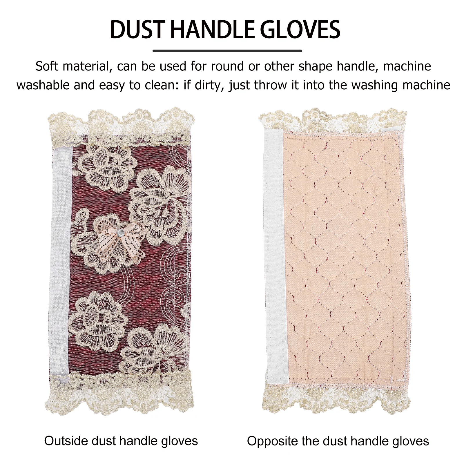 

6Pcs Dustproof Handle Covers Lace Kitchen Appliance Protector Soft Cloth Fridge Microwave Oven Dishwasher Handle Gloves