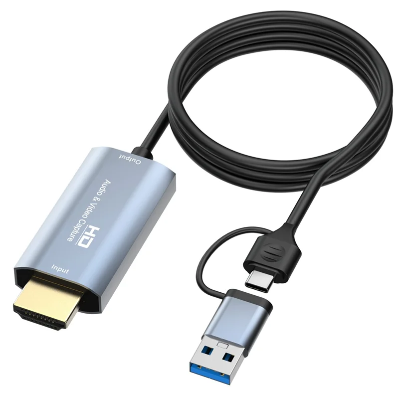 Y51A-4K -Compatible To Type-C+USB Capture Card Mobile Phone Live Audio Video Capture Card 1.8M