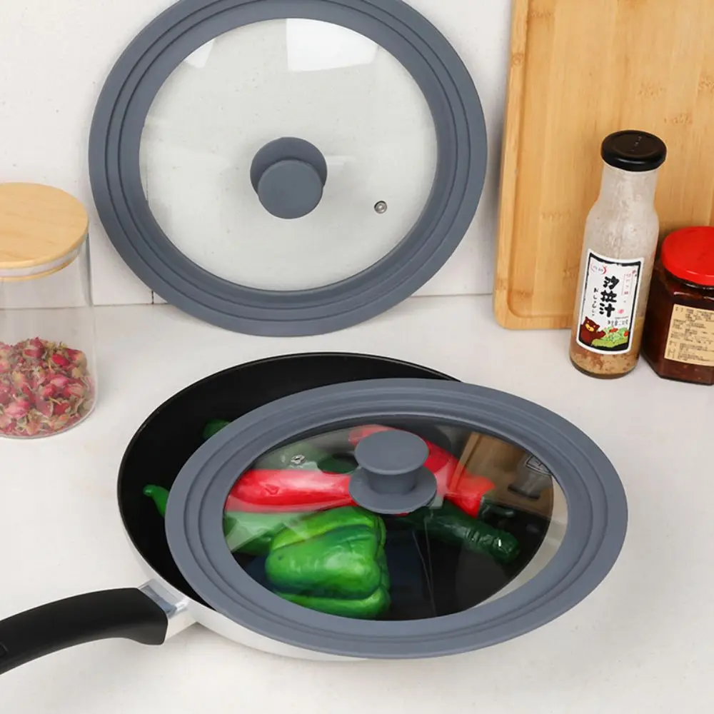 Silicone Rimmed Glass Pan Lid - Spill and Shatter-Proof Tempered Glass Cover for Versatile Home Cooking Pans