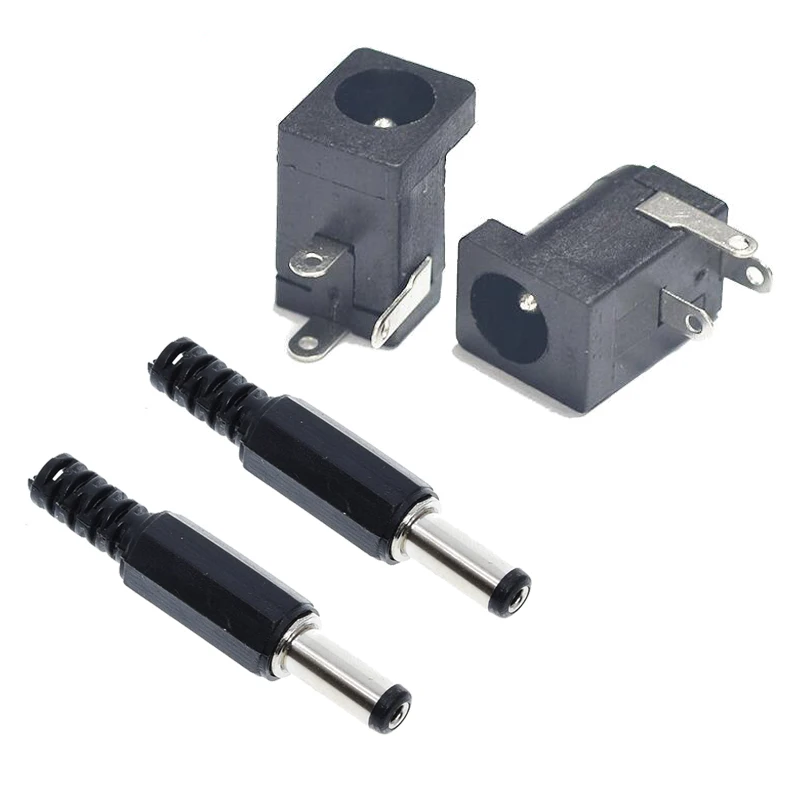 10Pcs DC-005 Black DC Power Jack Socket Connector DC005 5.5*2.1mm 2.1 socket Round the needle