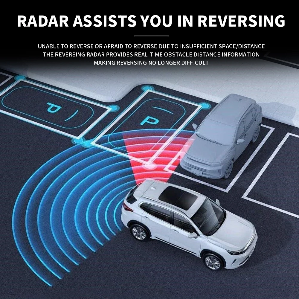 Brother Fei Car LED Parking Sensor Kit 4 Sensors 22mm Reverse Radar Sound Alert Indicator System 8 Colors