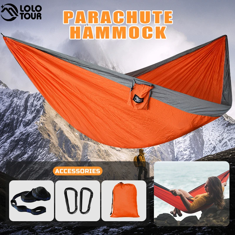 Big-Size 2-3 People Parachute Camping Hammock 300x175cm Lightweight Portable Outdoor Hanging Bed Swing Chair for Holiday Travel