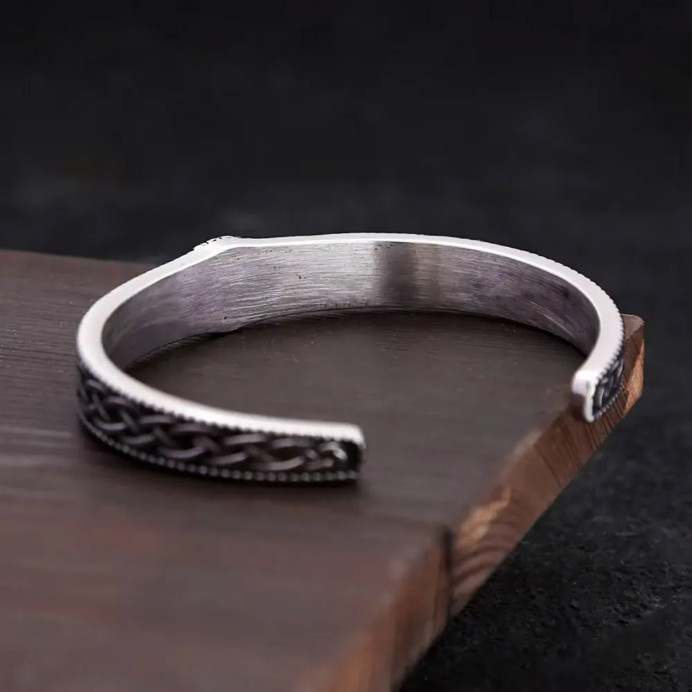 Wikinger-Runen-Armreif aus Edelstahl mit Nordischem Valknut-Keltischem Knoten, Statement-Armband für Männer, Modeschmuck Geschenk – Detail 3
