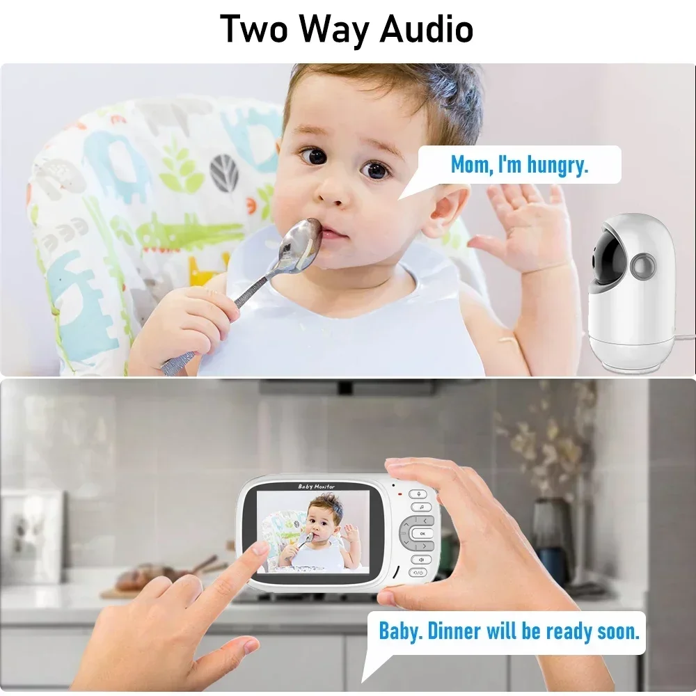 2024 New Smart Baby Monitor 4.3inch PTZ LCD Video Surveillance Bebe Camera Temperature Infrared Night Vision Maternal Intercom