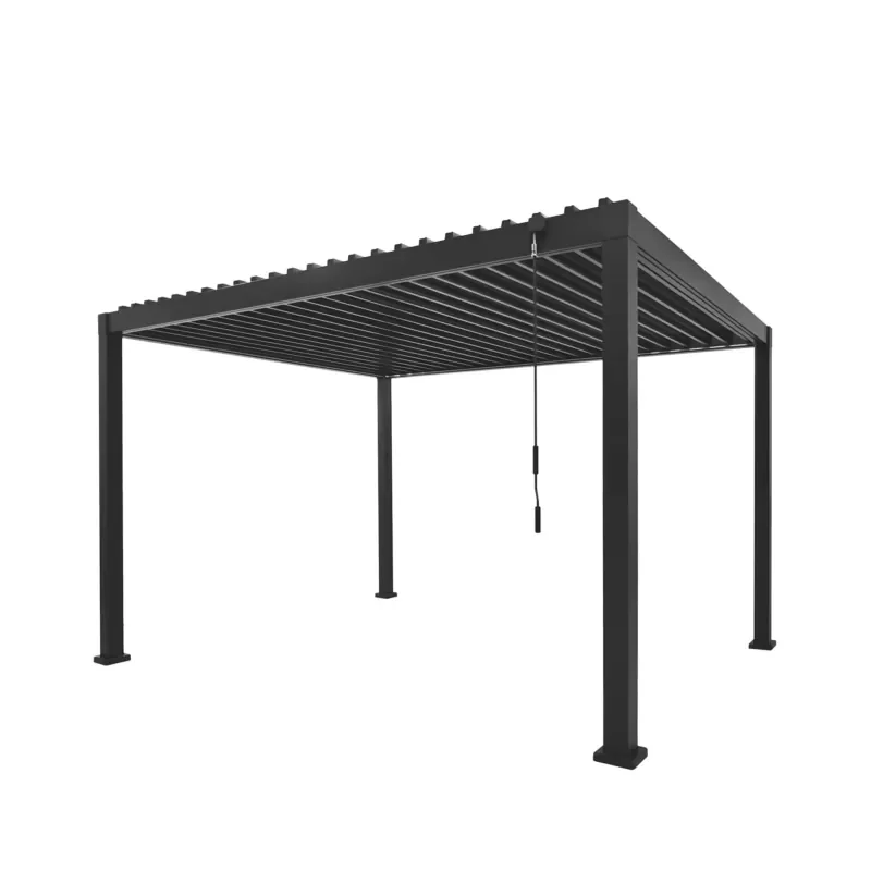 High Quality Smart Folding Outdoor Patio Pergola Gazebo LED Waterproof Aluminium Powder Coated Frame Modern Rectangular Easy