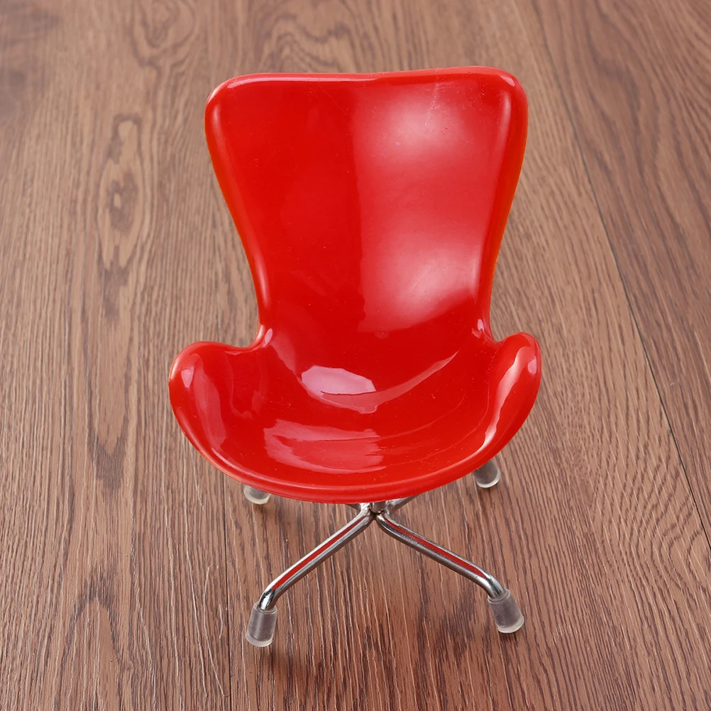 1pc Mini Computer Chair Hedgehog Hamster Egg Seat Plastic Metal Base Cute Pet Furniture Red Color Small Animal Play Rest Spot