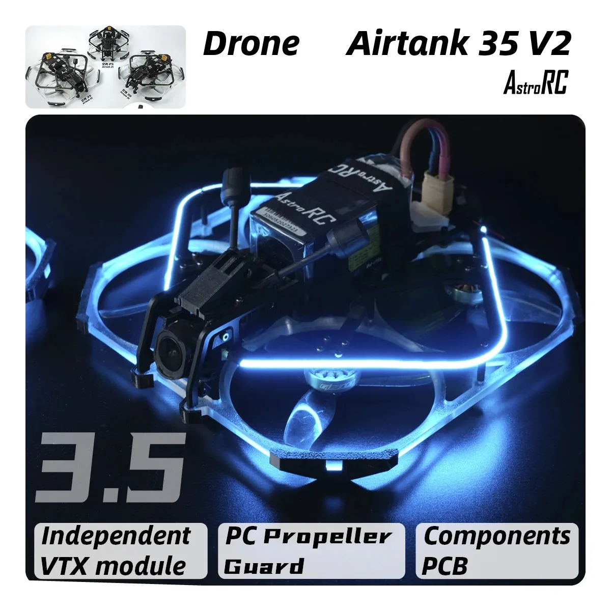 [3.5-Inch Complete RC Flight Kit] AIRTANK 35 V2 Upgraded Ducted Quad with Protective Prop Guards by AstroRC