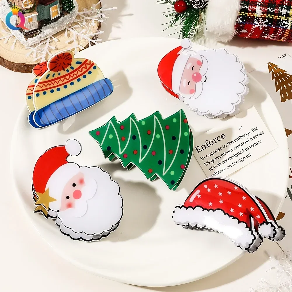 

Cartoon Snowman Christmas Hair Clip Santa Claus Cute Ponytail Hairpin Party Holiday Festival Christmas Hair Accessories