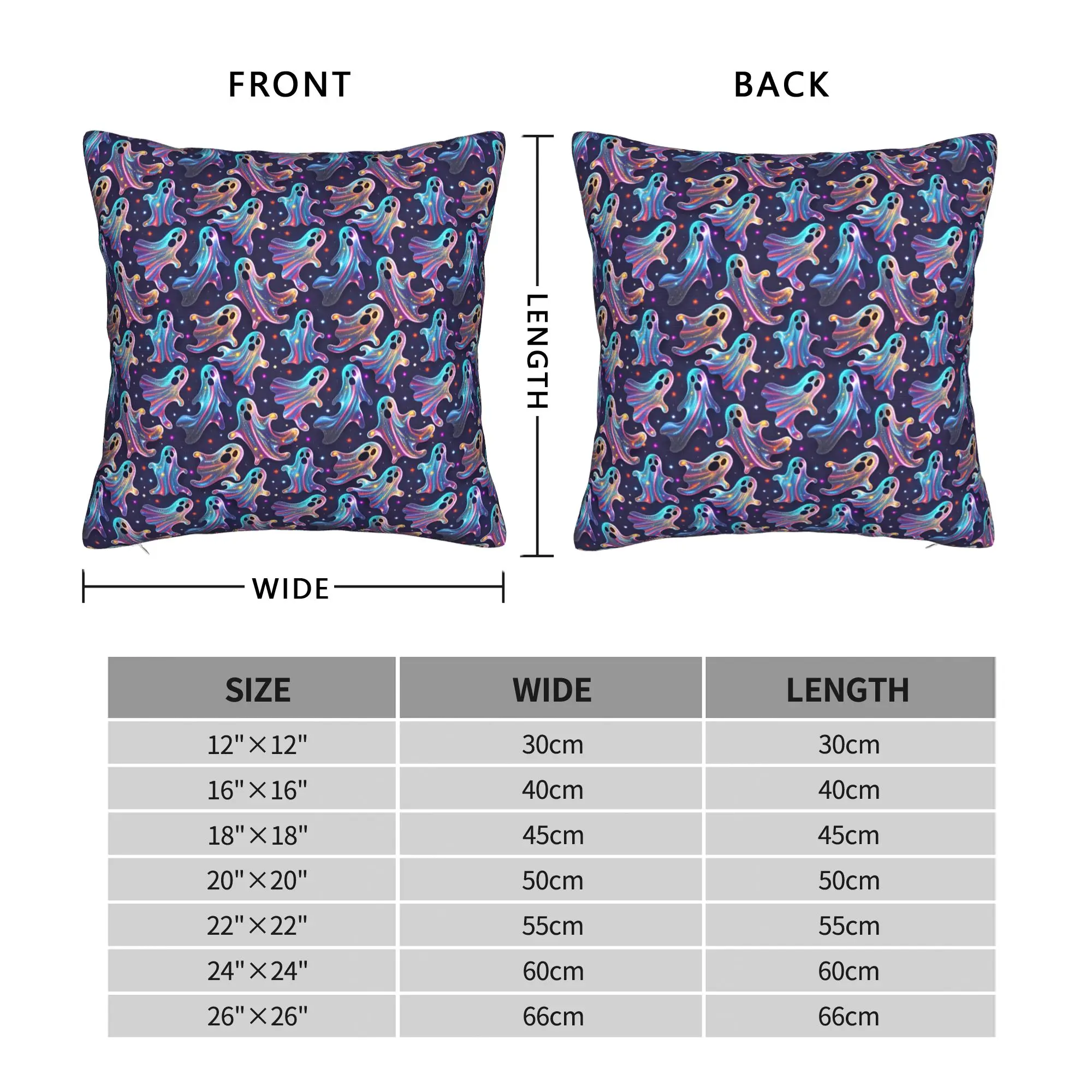 Holographic Galaxy Ghost Halloween Seamless Pattern Pillow Case  Design Pillow Cover Cute Funny Pillowcases For Sofa Home Decor