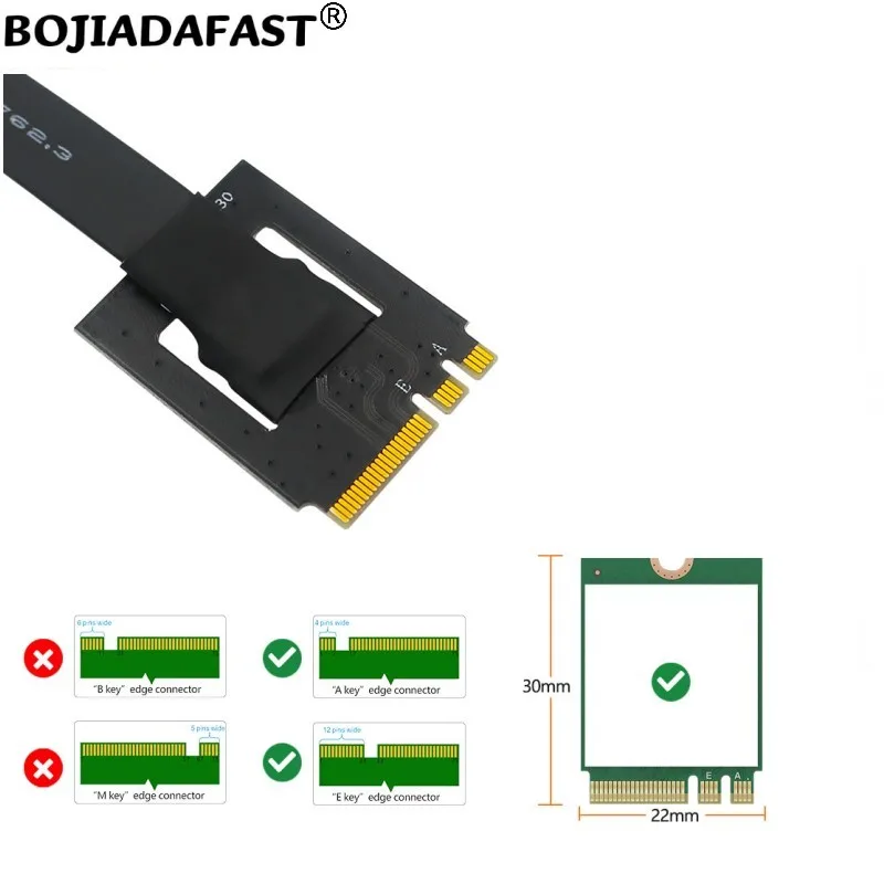 M.2 NGFF Key A+E Interface To Key-M M2 2280 NVME SSD Converter Adapter Card With High Speed Flexible Extension Cable 15-100CM