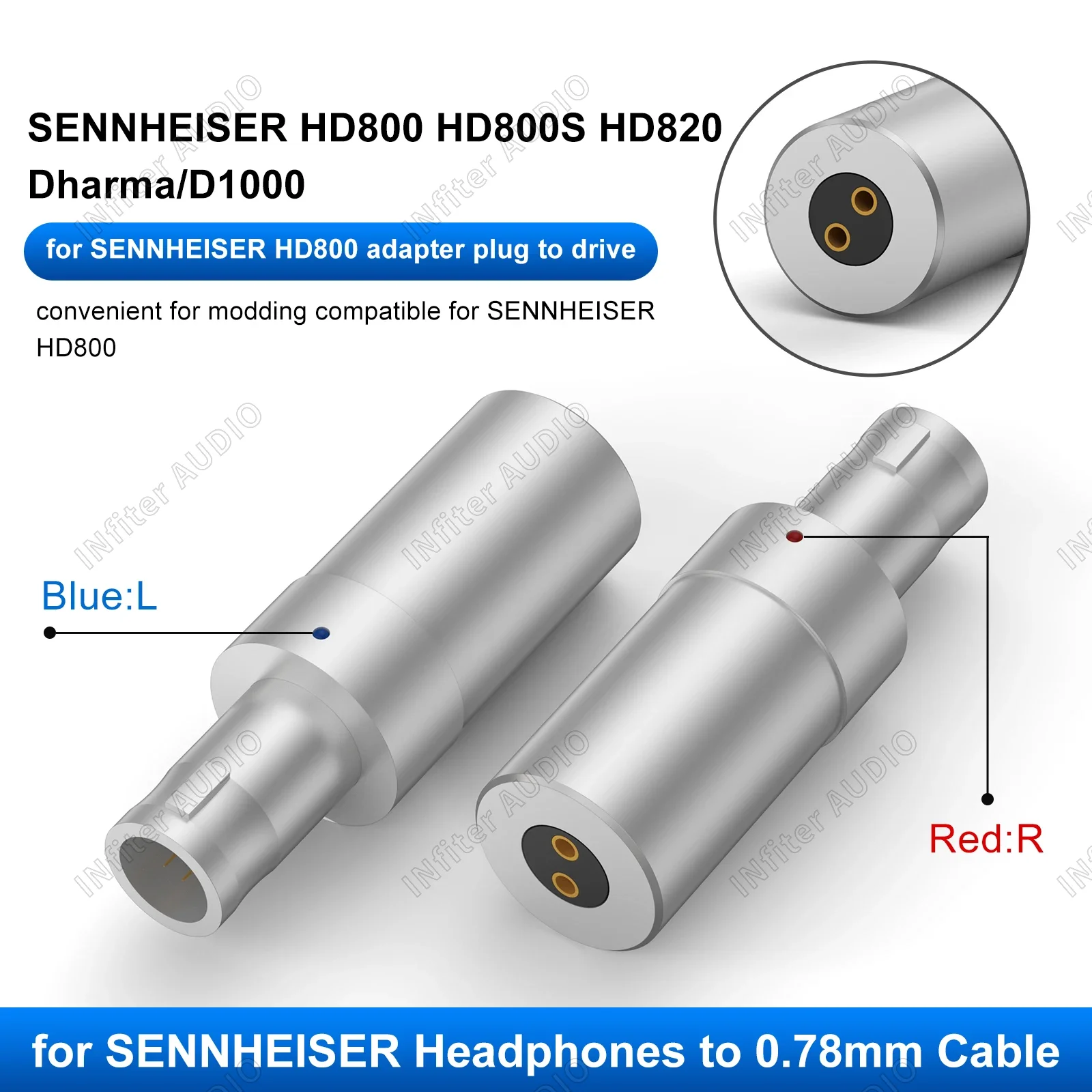 

hd800s 2pin hd800 to 0.78 2pin adapter hd800s to 0.78mm 0.78 to hd800 adapter for Sennheiser HD800 HD800S HD820 Dharma/D1000