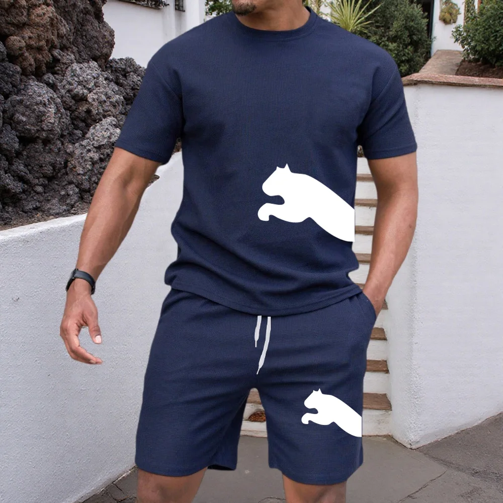 

2026 Men's Summer T-shirt and Shorts Set Men's Breathable sportswear Set Casual and Fashionable short-sleeved T-shirt Set