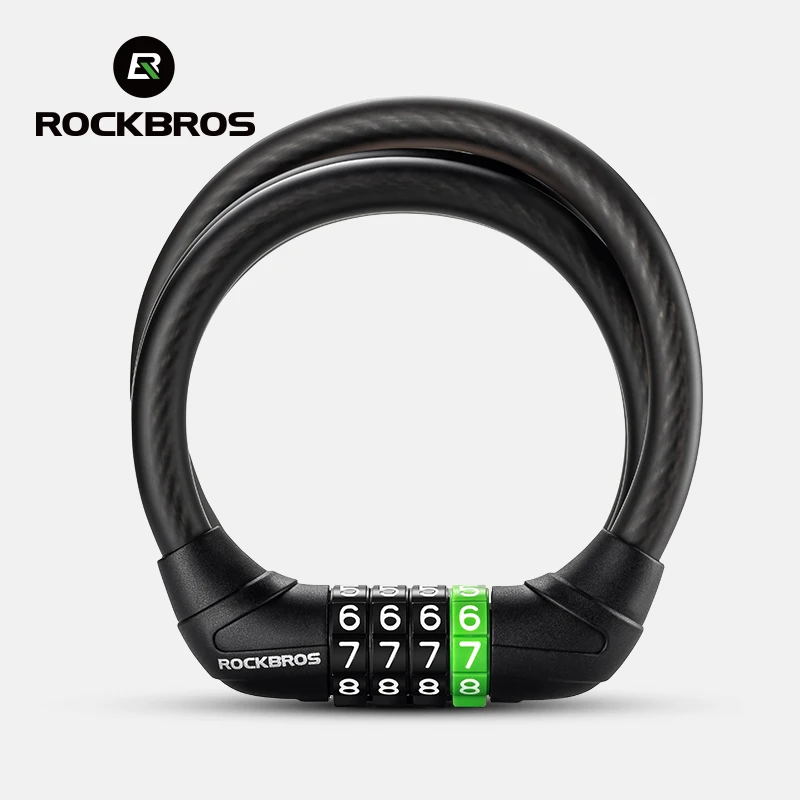 ROCKBROS Bike Cable Lock MTB Road Bicycle Anti-Theft Password Lock PVC Steel Cable Lock for Motorcycle Scooter Bike Accessories