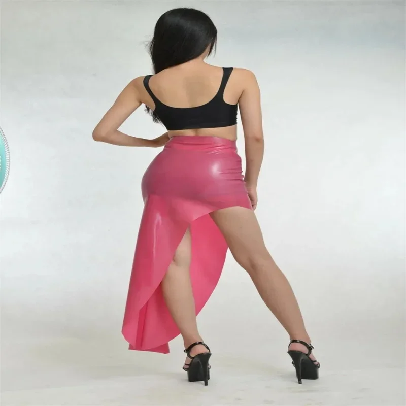 Sexy 100% Natural Latex Long Skirts Split Slim Tight Dress NO Zip Club Daily Wear 20 Colors Tight Fitted XS To XXXL