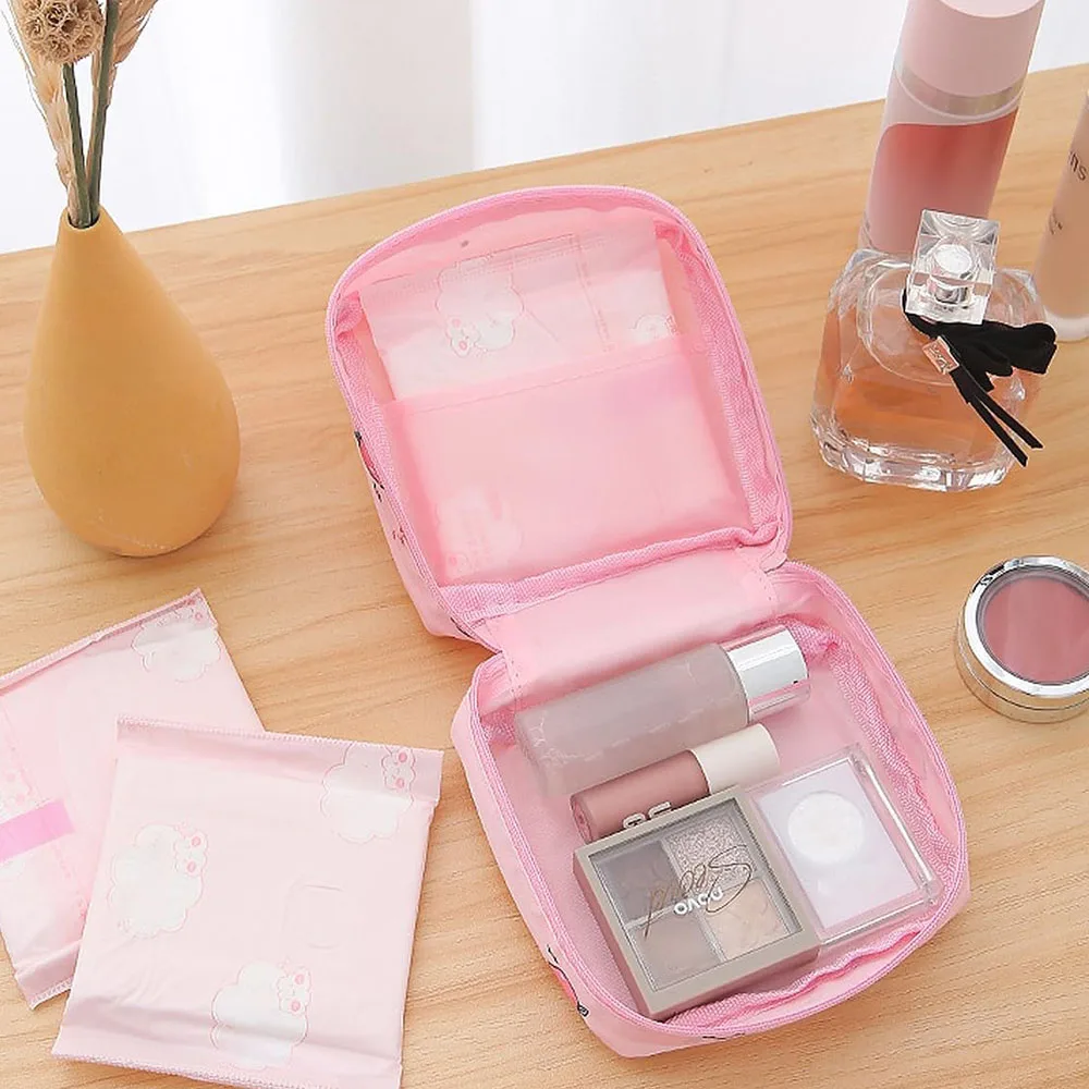 Cute Printed Sanitary Napkin Storage Bag, Portable Zipper Coin Purse, Perfect For Carrying Sanitary Napkins On The Go, Girls Tam