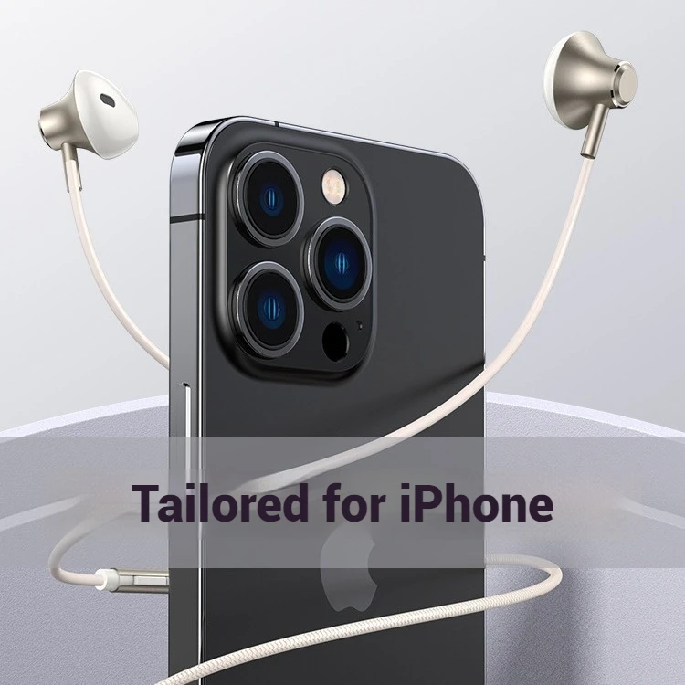 NEWMSNR HIFI ステレオインイヤーデザイン iPhone 14 Pro Max ヘッドフォン 13 12 11 Mini X XS 6 7 8 有線イヤホン Bluetooth イヤホンなし