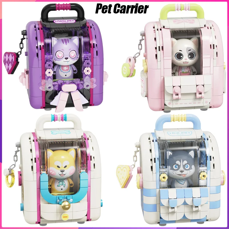 

Pet Carrier Building Blocks Cat and Dog Backpack Desktop Decoration Puzzle Assembling Model Toy Birthday Gift for Boys and Girls