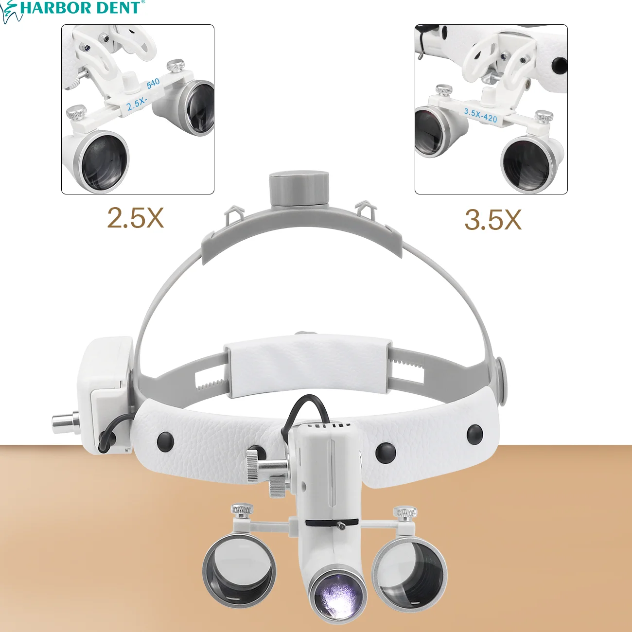 5W Focusserende Koplamp Met Medische Ent Loupe 2.5x 3.5x Medische Loupe Verstelbare Koplamp Kop-Mounted Chirurgische Koplamp