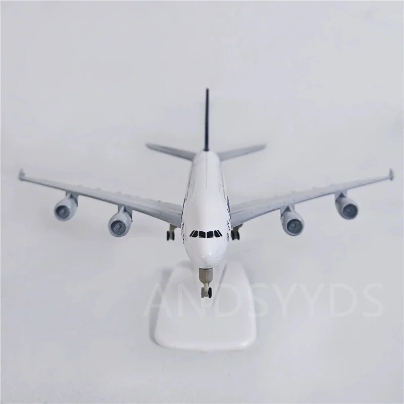 طائرة A380 لفتhansa الخطوط الجوية طائرة مصغرة 20 سنتيمتر دييكاست سبيكة معدنية 1/400 مقياس طائرة نموذجية مع حامل جمع العرض