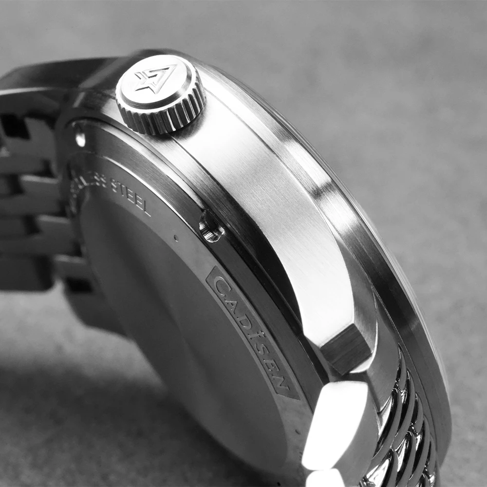 CADISEN ساعة ميكانيكية أوتوماتيكية رجل الفضة الأعمال عادية مقاوم للماء ساعة اليابان ميوتا 8215 حركة مضيئة ساعة رجالي