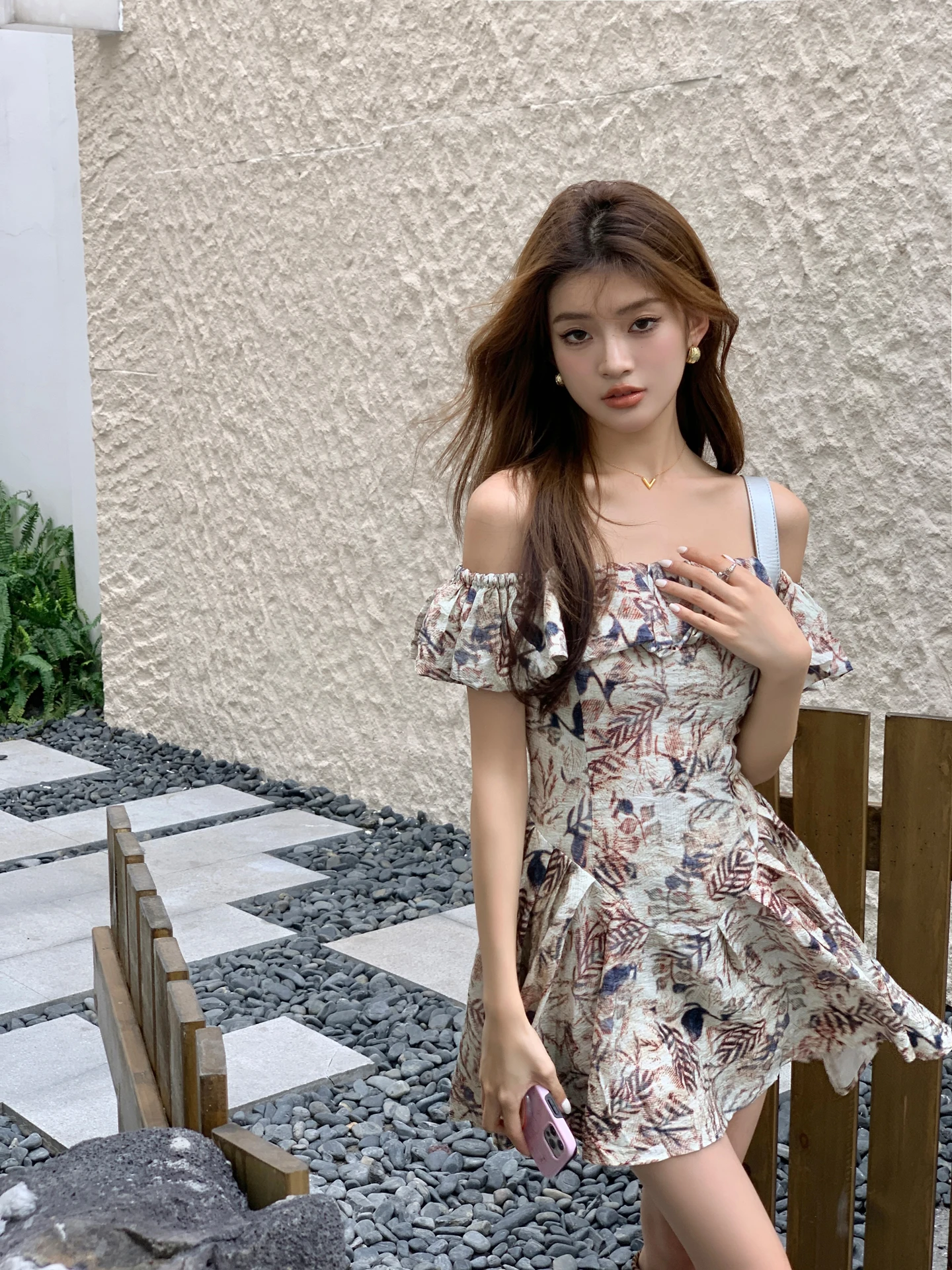 

Женское платье Good Wang с винтажным цветочным принтом, на одно плечо, с завышенной талией, А-силуэт, приталенное, из полиэстера, короткое