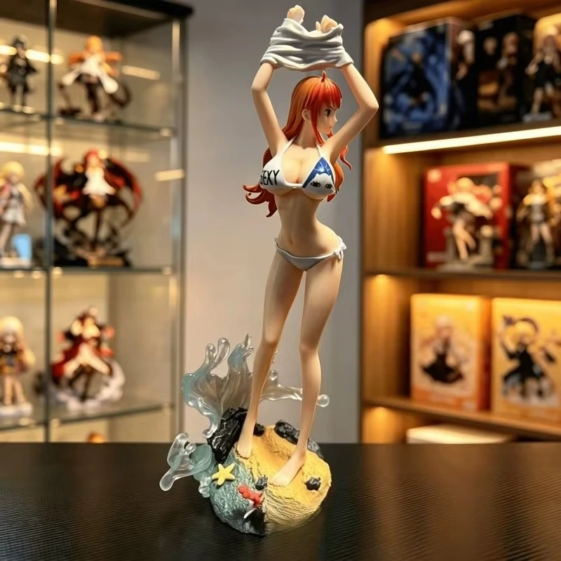35cm One Piece Anime PeripheralSwimsuit Nami Figure Tabletop Doll Model Toy Decoration Collection Birthday Gift