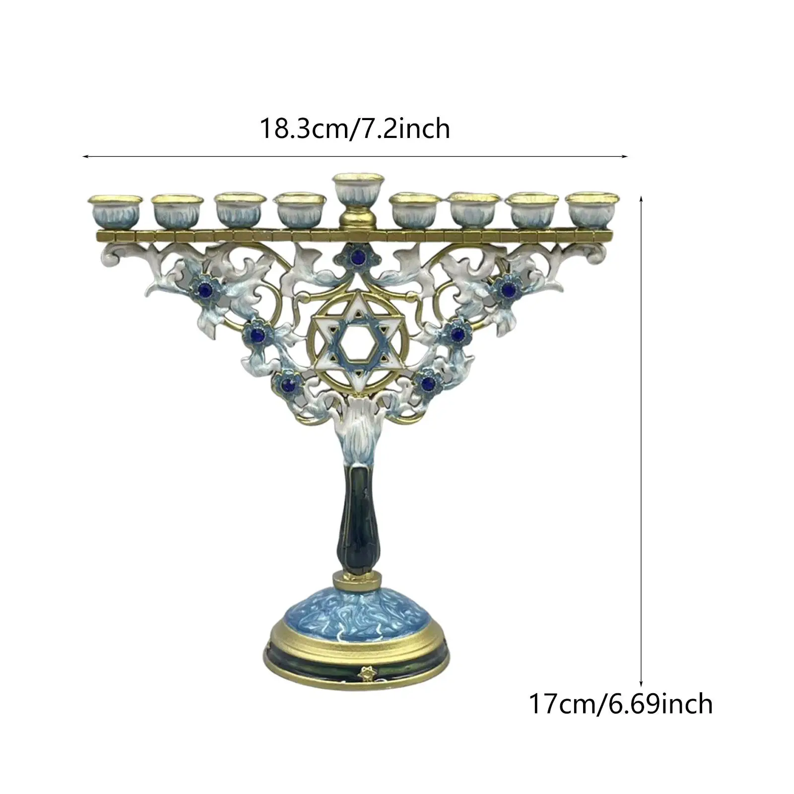 9 Branch Jewish Candle Holder Chanukah Decoration Accessories for Prayer Multifunctional Tabletop Ornament 7.2x6.7 Inches view 6