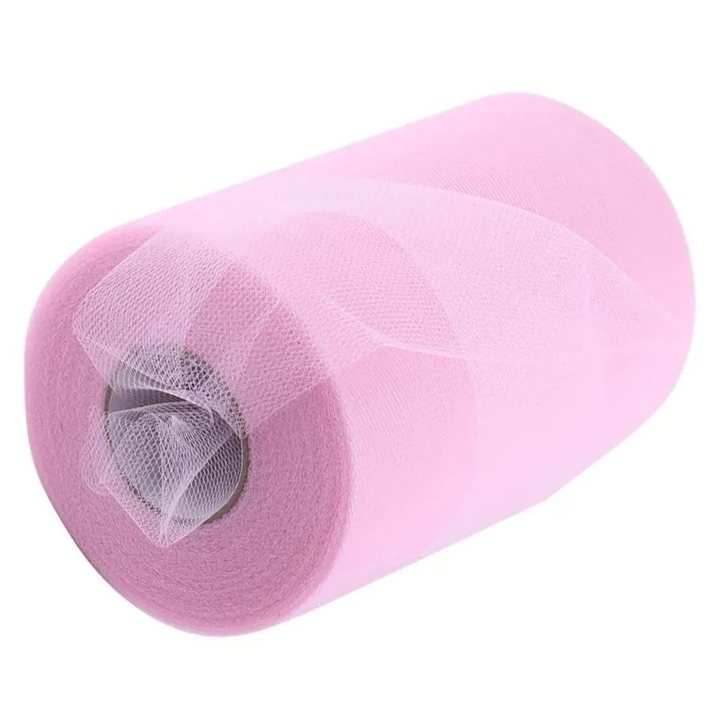 Polyester Premium Tulle Roll Spool Fabric For DIY Wedding Decoration Lead Free Multiple Application Pink