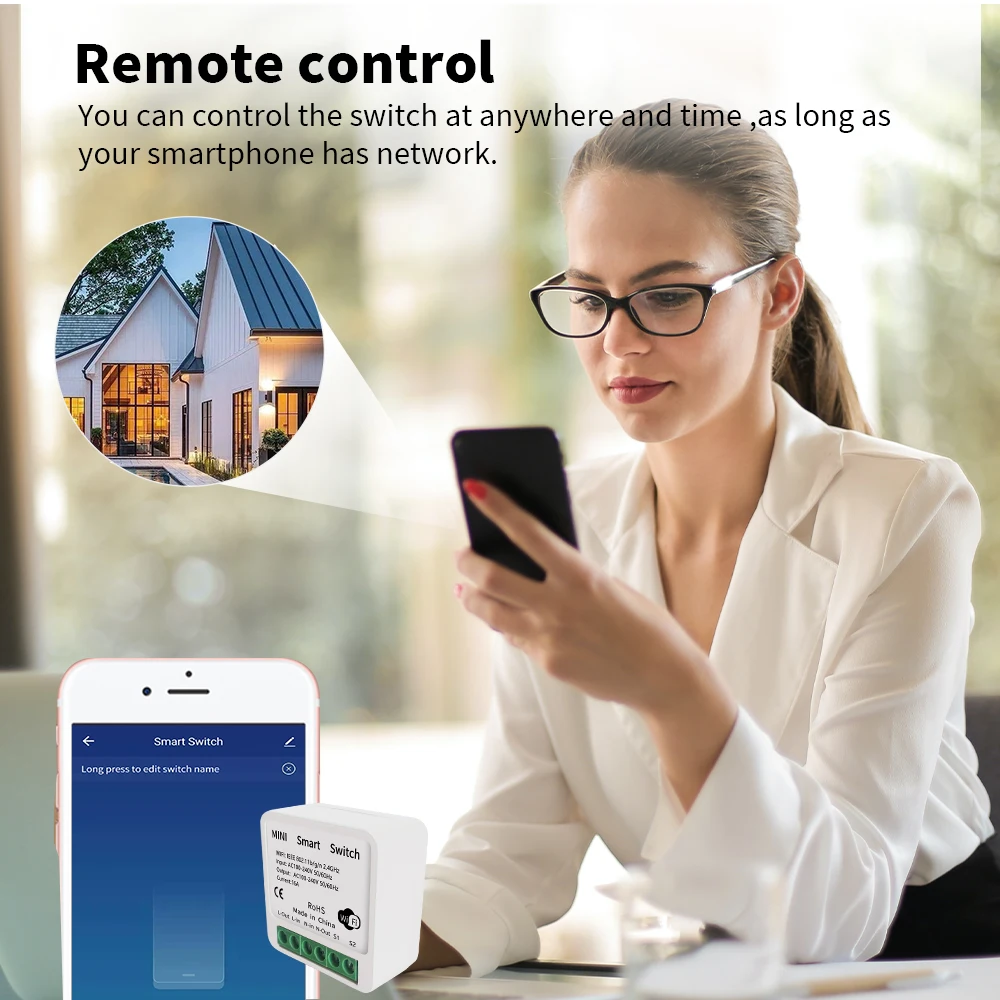 Módulo de interruptor inteligente Tuya 16A WiFi Control bidireccional Mini interruptor Smart Life funciona con Alexa Google Alice