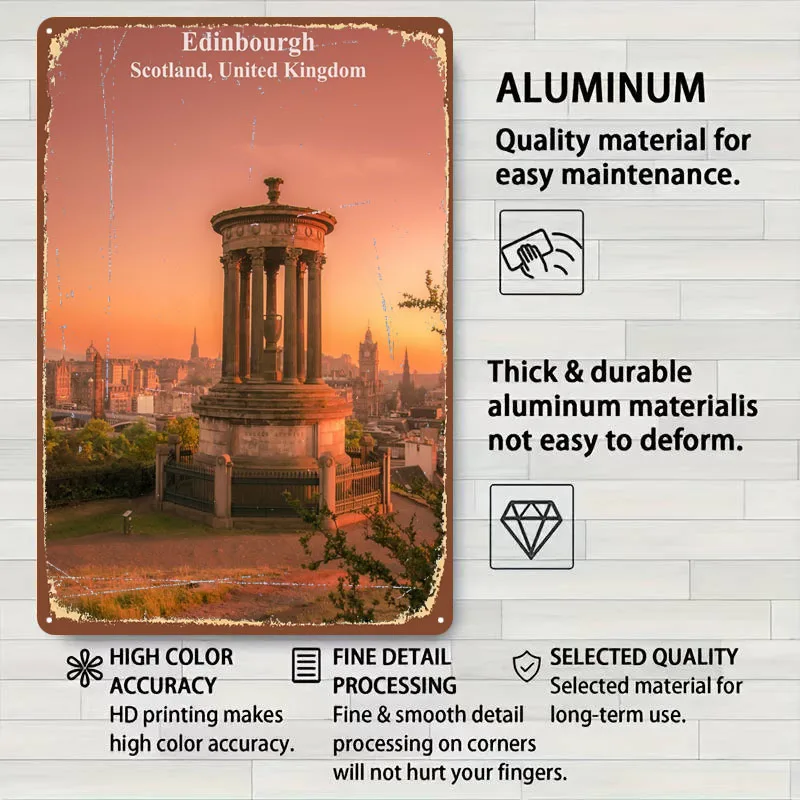 كالتون هيل ادنبره صفيح علامات التاريخية المشارك الديكور غرفة المعيشة ديكور الرجال علامة معدنية مخصصة للزينة جدار الفن #4