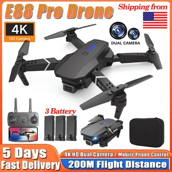 2024 E88Pro RC 드론 4K Professinal 3 배터리 1080P 광각 HD 카메라 접이식 헬리콥터 WIFI FPV 높이 선물 장난감 보유