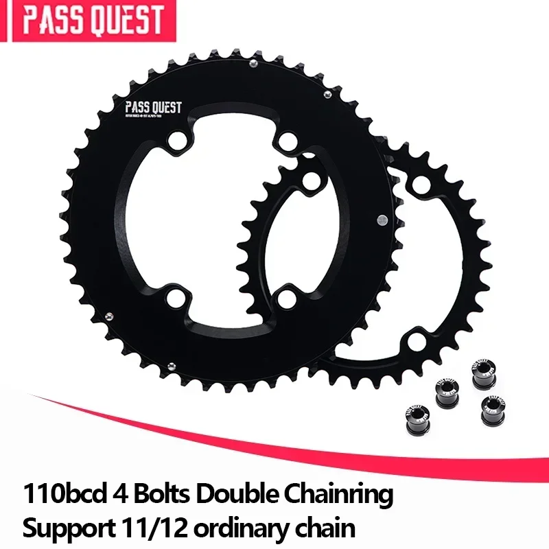 Pass Quest 110bcd 4 Bolts Double Chainring 46T-33T 48T-35T 50T-34T 52T-36T 53T-39T 54T-40T Bicycle Sprocket