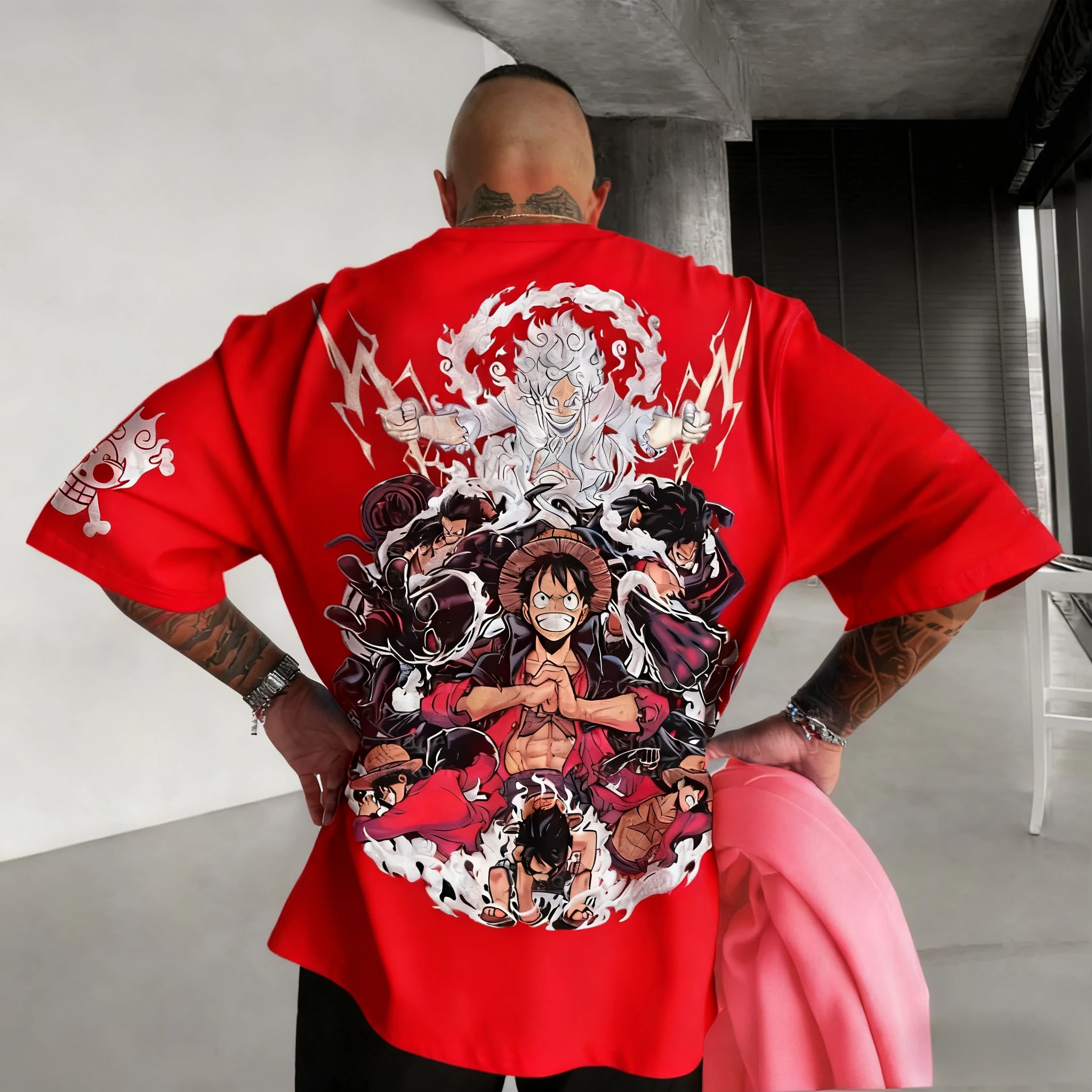 Bandai One Piece Luffy Zoro impreso de manga corta 2026 verano transpirable suelta deportiva moda camiseta para hombres y mujeres