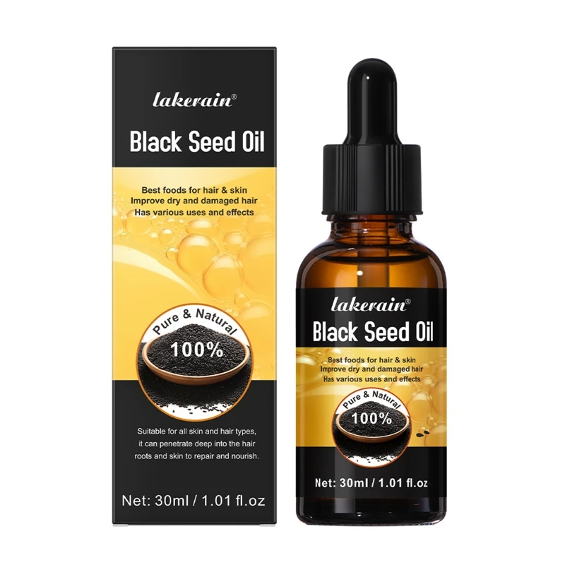 Uma garrafa óleo semente preta 30ml solução reparadora pele para mulheres meninas