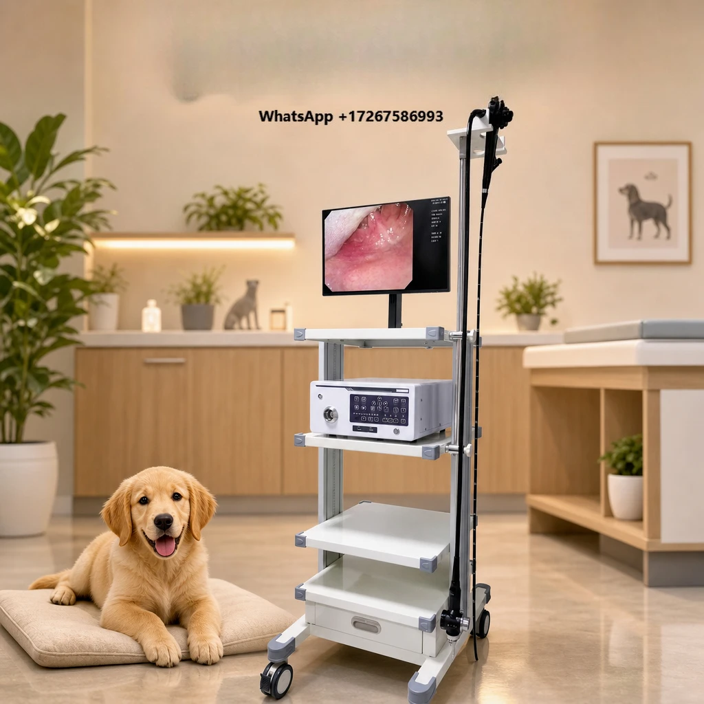 VET8800 8 mm endoscope with 24 high definition display trolley for ear, nose and bladder examination in dogs