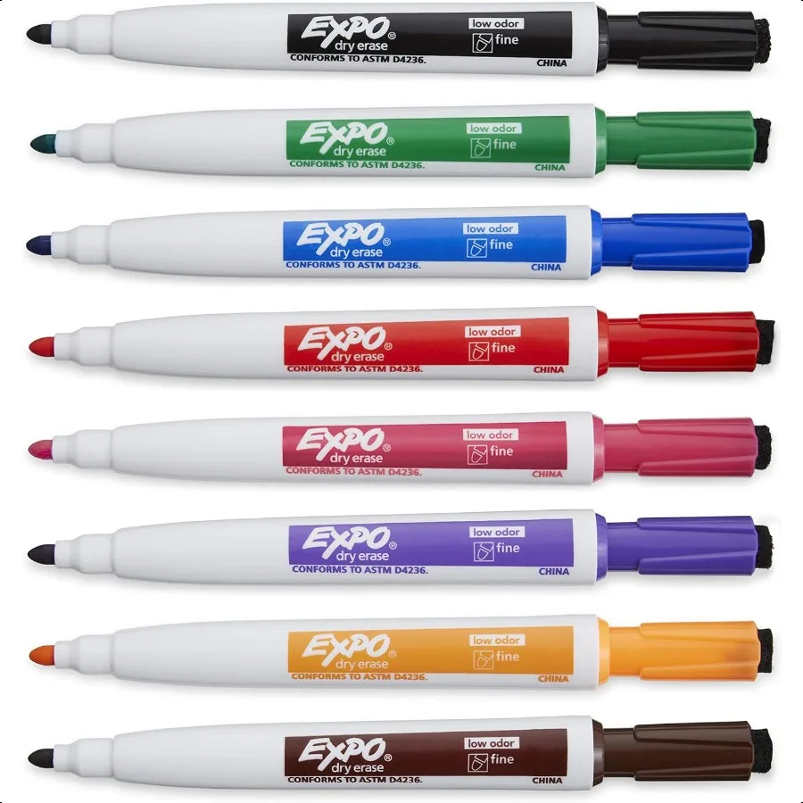 Magnetic Dry Erase Markers with Eraser Fine Tip Assorted 8 Count