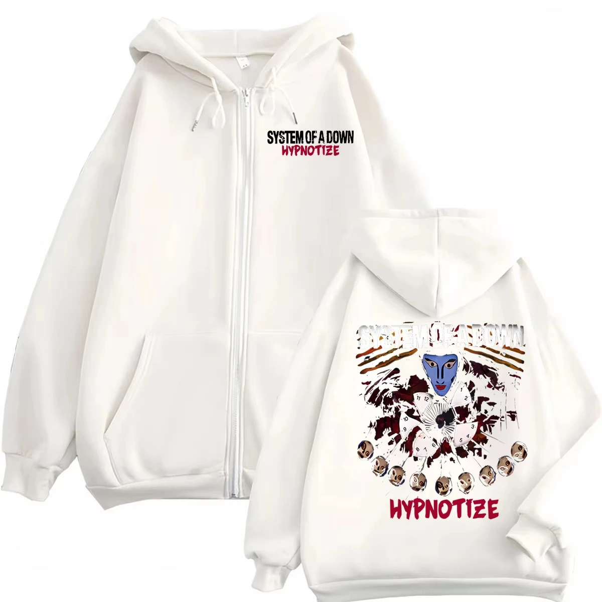 Rock Band System of A Down Hypnotize Graphic Zipper Hoodie Fashion Vintage Zip Up Pullovers Men Women Casual Fleece Sweatshirts
