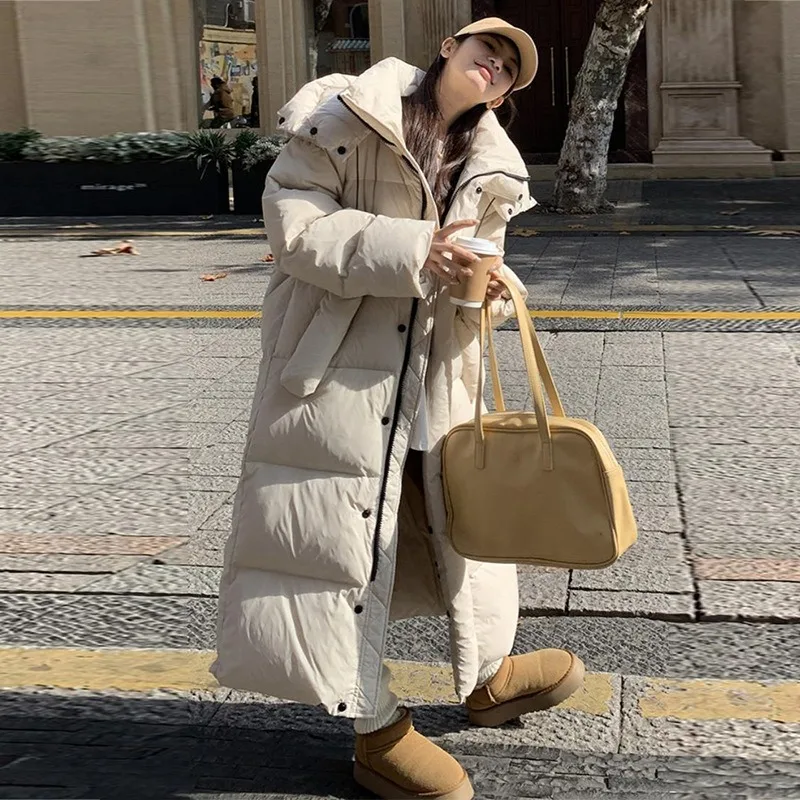 Women's Long Down Jacket Warm Thick White Duck Down Coats Winter Outerwear High-end Feel Comfortable Cool Warm Puffer Jacket