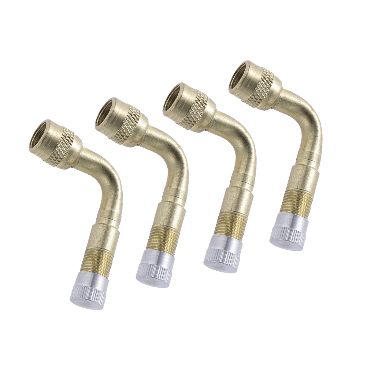 

4pcs 90 Degree Brass Tyre Extension Adapter Motorcycle Car Truck Strong Metal Dust Cap Easy Installation Universal Right Angle