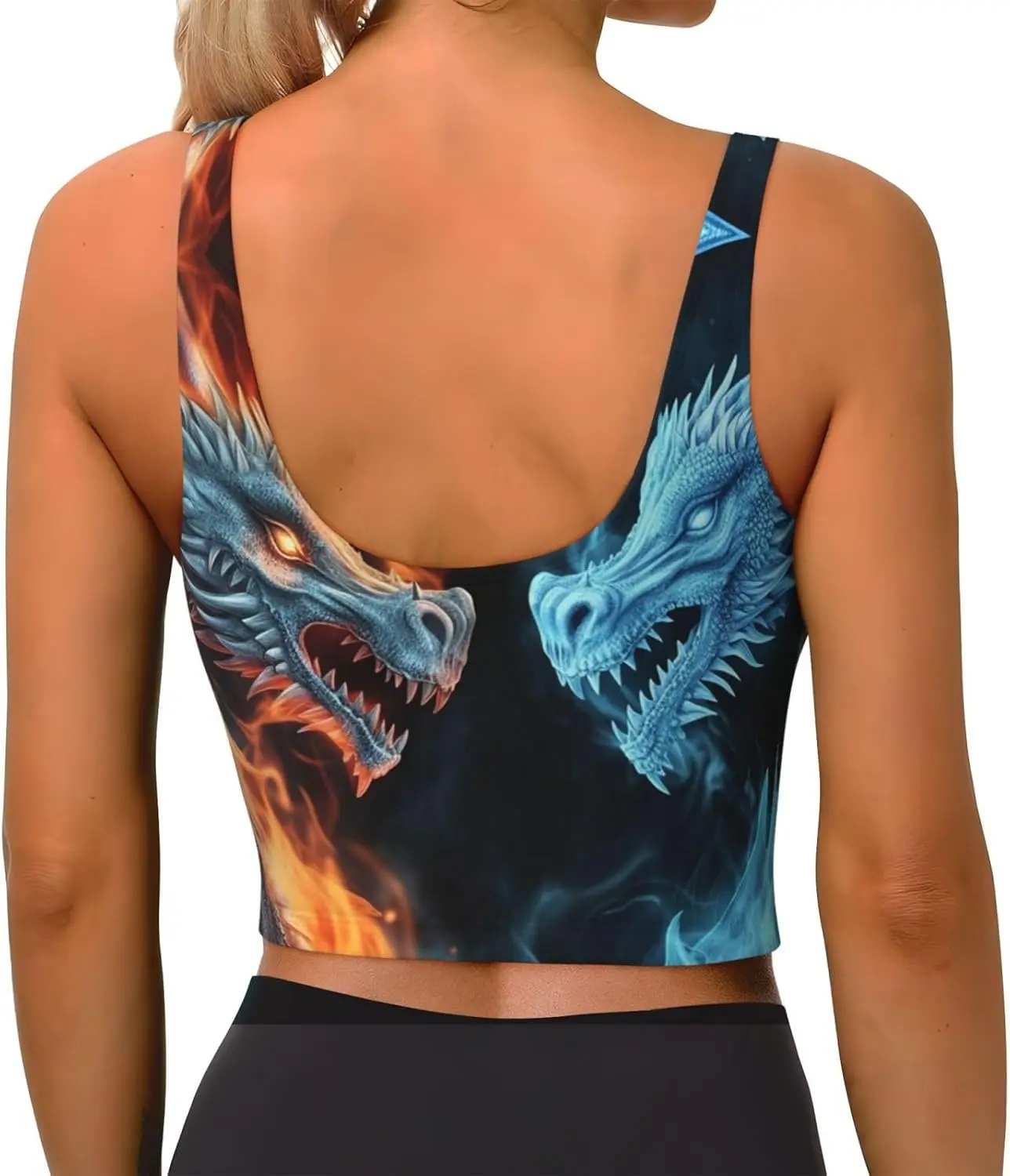 Soutiens-gorge de sport pour femmes, dos en U, débardeurs amovibles pour femmes, Dragons de glace et de feu, soutien-gorge d'entraînement imprimé Yoga drôle