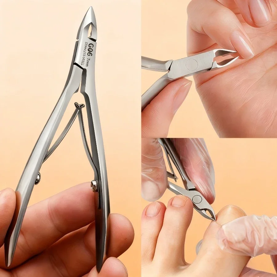 

Professional Stainless Steel Cuticle Trimmer with Sharp Blade - Dual Spring Nail Clipper for Precise Manicure & Pedicure