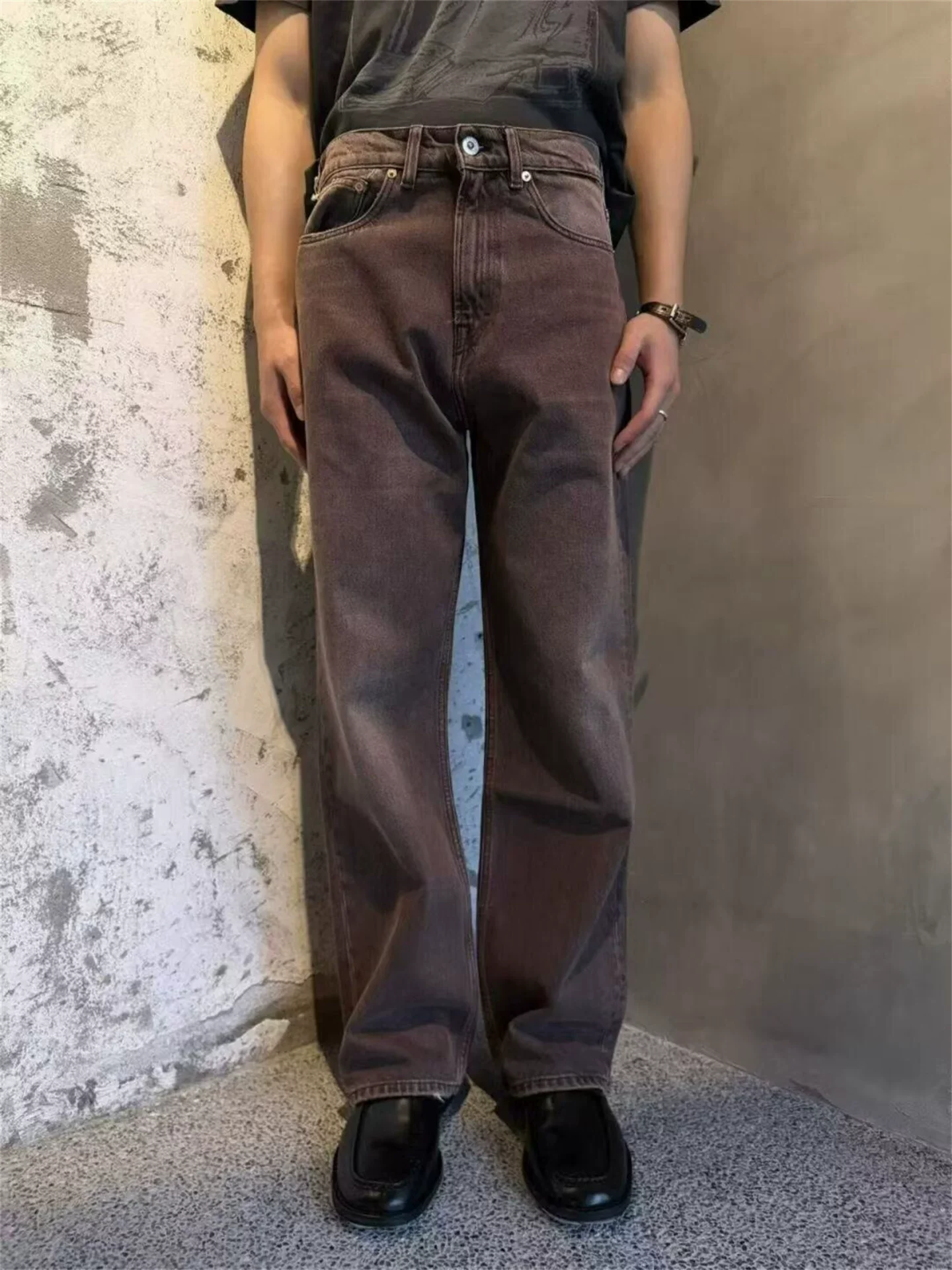 Our Legac 26SS Vintage Washed Old Loose Straight Mid Waist Casual Jeans