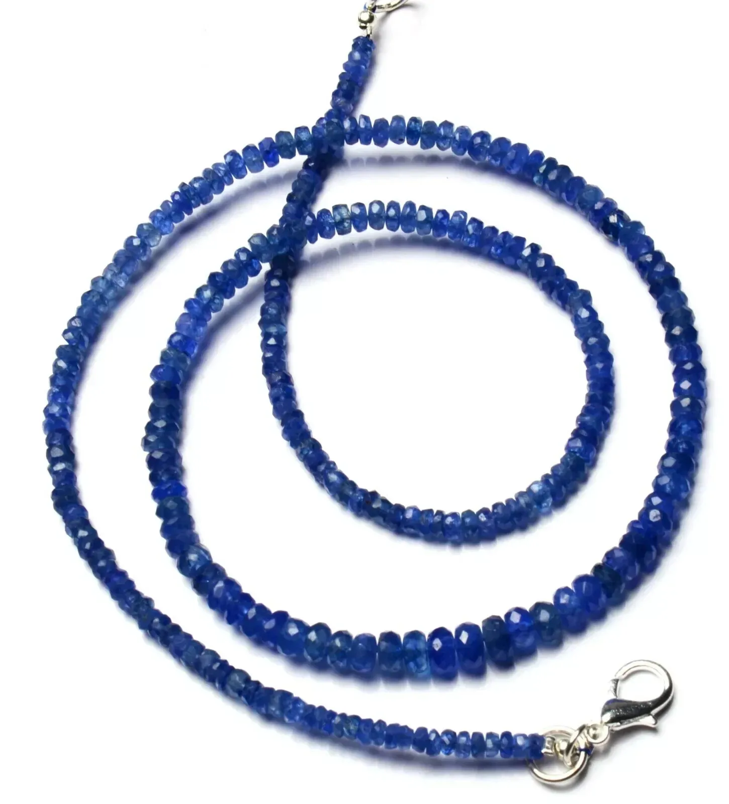 

Blue Sapphire Faceted 3 to 4MM Size Rondelle Beads 16"Inch 1 Necklace