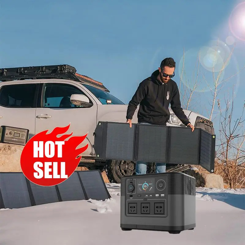 2026년형 신제품 220V 110V 1200W 휴대용 파워스테이션 (태양광 패널 포함), 1000Wh 접이식 썸네일 6