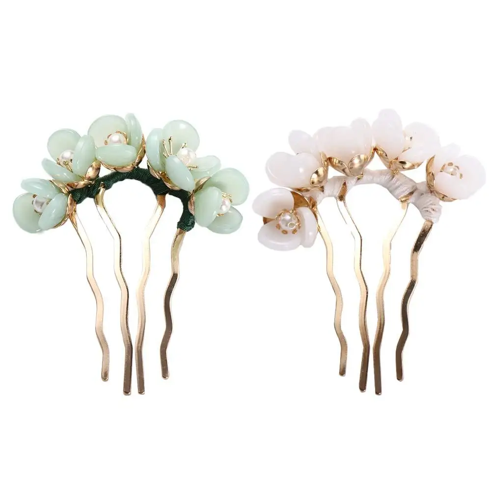 

Fashion Trendy Elegant Cheongsam Disk Hair For Women Pearl Hanfu Flowers Hair Stick Hair Fork Hair Accessories U Shaped Hairpin