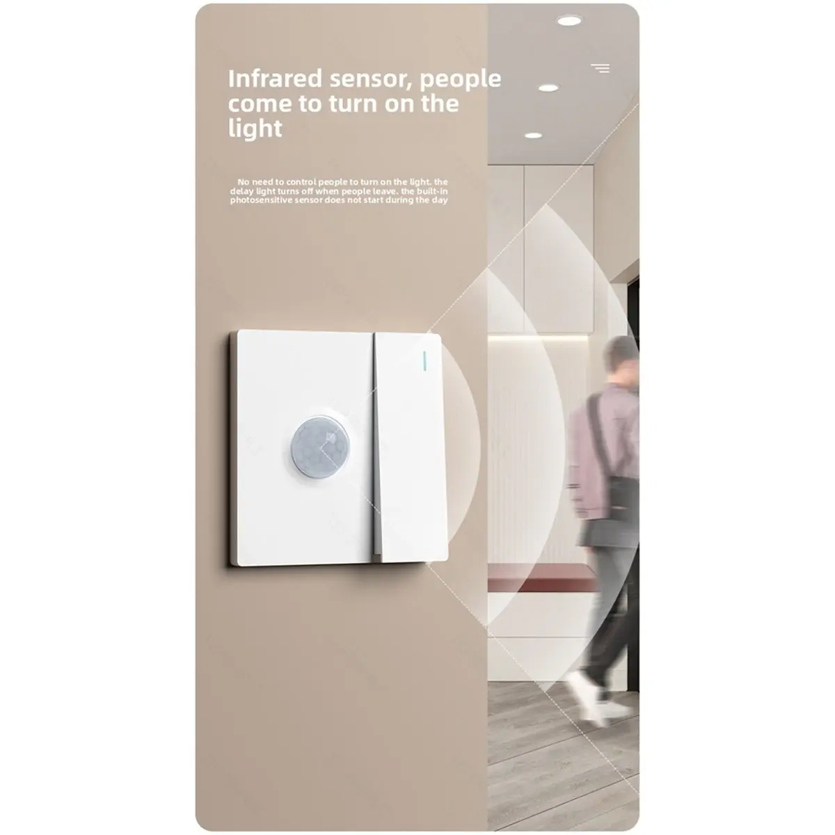 RECOMENDAR】86 Type Sound and Light Control for Switch for ULTRA-Thin Concealed Installation Corridor Human Body Sensing for Swit