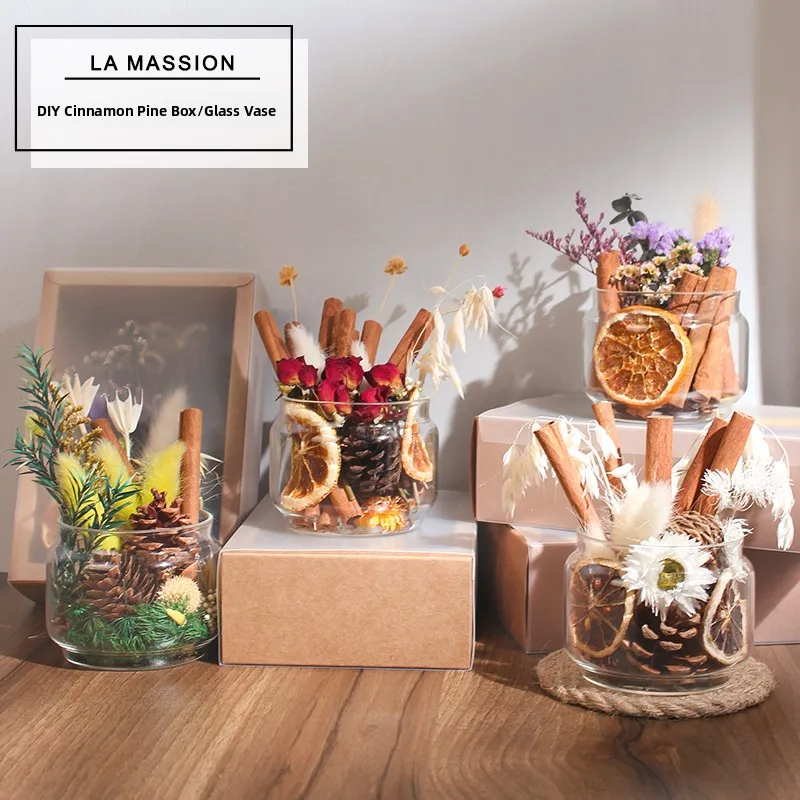 No-Flame Cinnamon Aromatherapy Cup Handmade DIY Dried Flower Material Decorative Ornaments Home Decoration Living Room Decor
