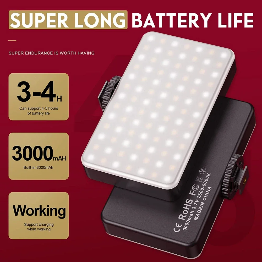 ضوء سيلفي LED 120 LED 3000mAh قابل لإعادة الشحن CRI 95+ مشبك محمول على الضوء للهاتف اللوحي والكمبيوتر المحمول Zoom Call TikTok Selfie