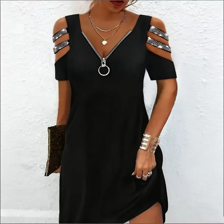 

【New style】's new hot drilling drill strapless women's fashion dress