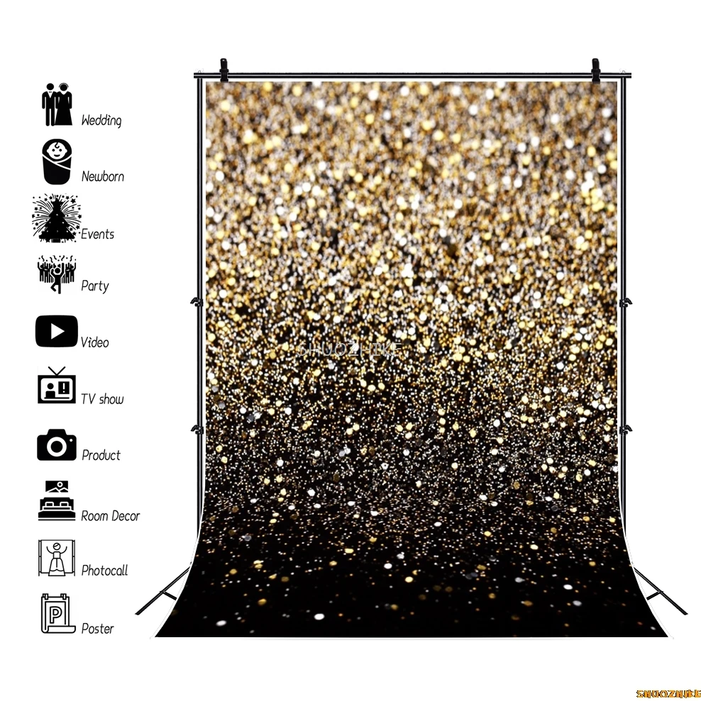 Fondo con manchas brillantes, luz dorada brillante, Navidad, Baby Shower, fiesta de cumpleaños, retrato, fondo de fotografía del Día de San Valentín